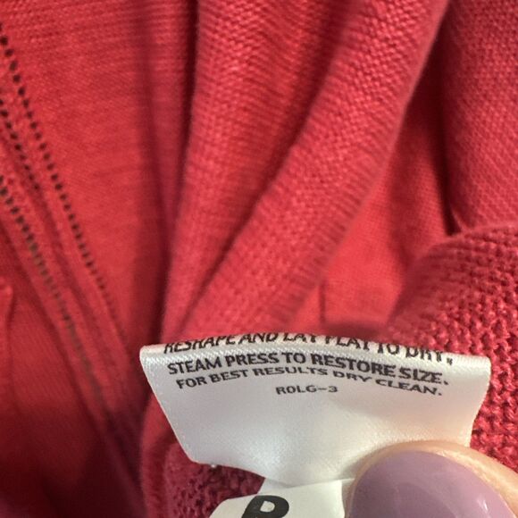 Eileen Fisher 100% Linen Cardigan Open Front Sweater Plus Size 3X Red Pockets - Picture 7 of 8